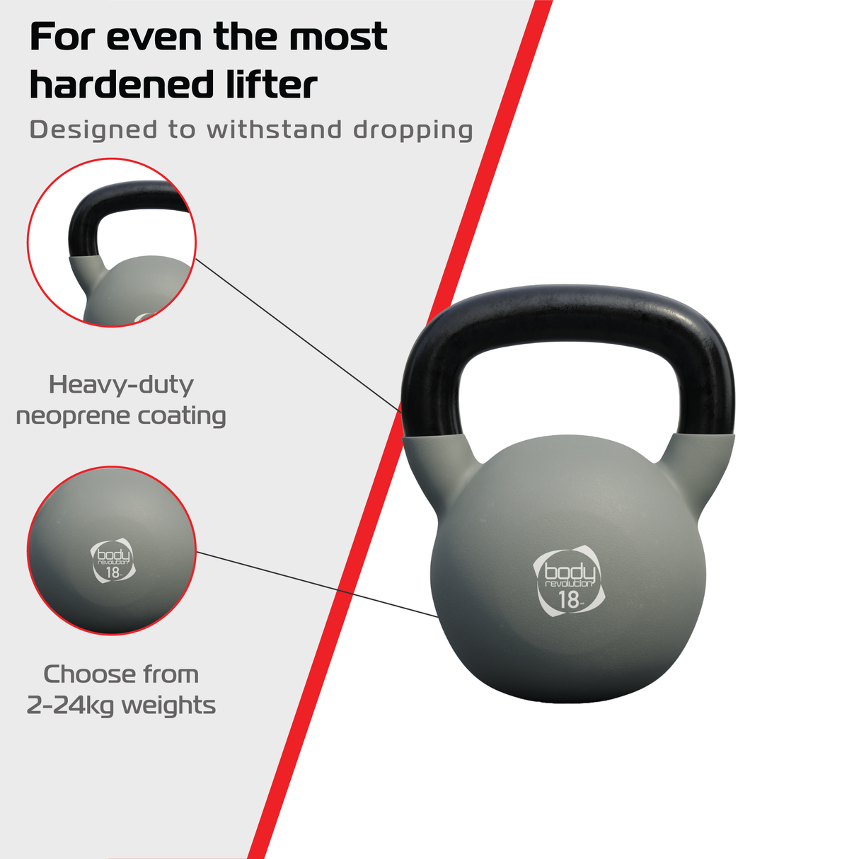 Pesa Rusa Kettlebell de Neopreno Body Revolution - 18kg