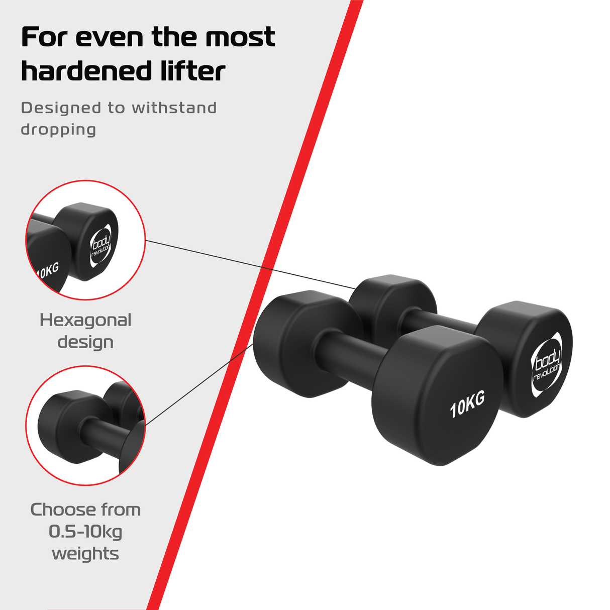 2x Mancuernas de neopreno de 10 kg