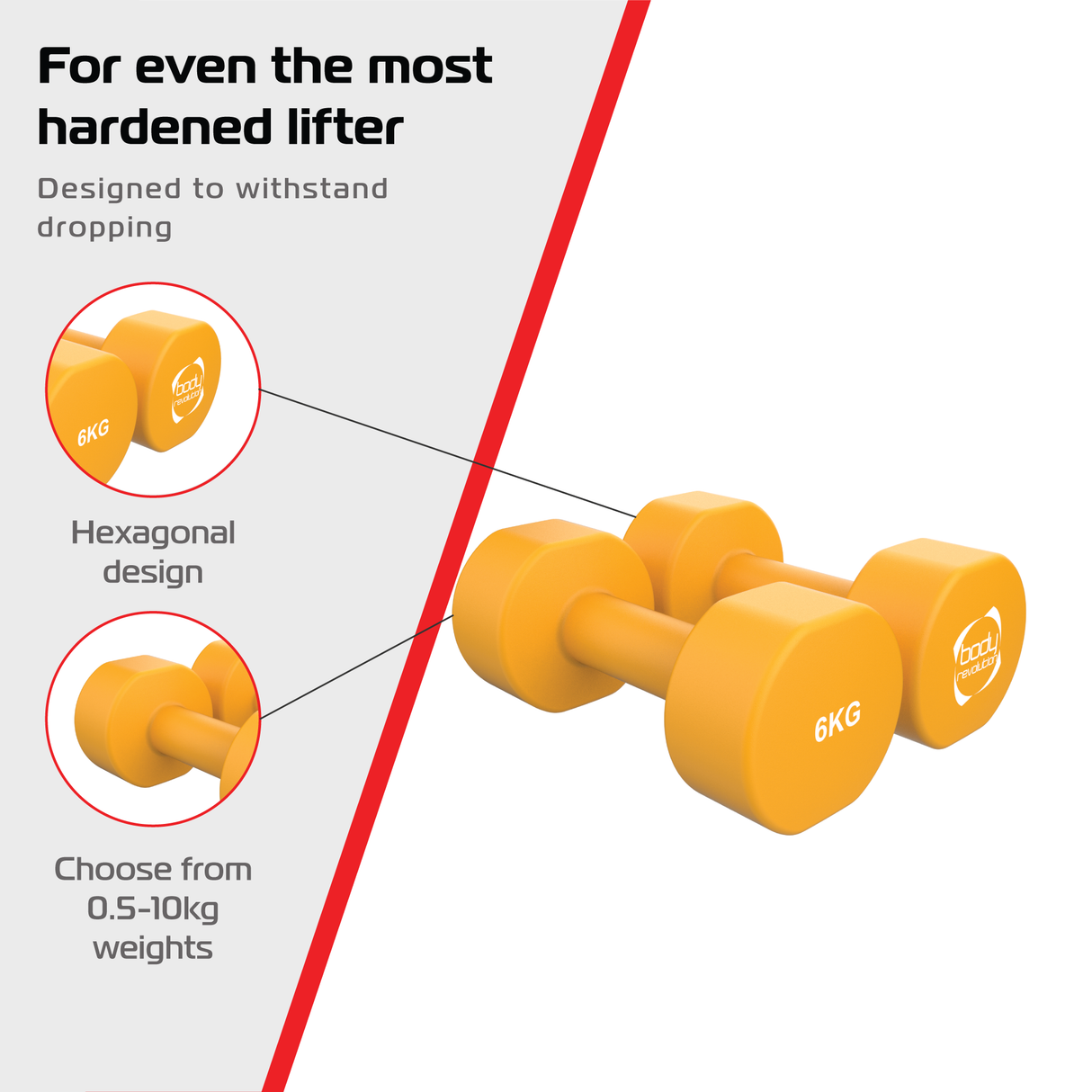 2x Mancuernas de neopreno de 6 kg