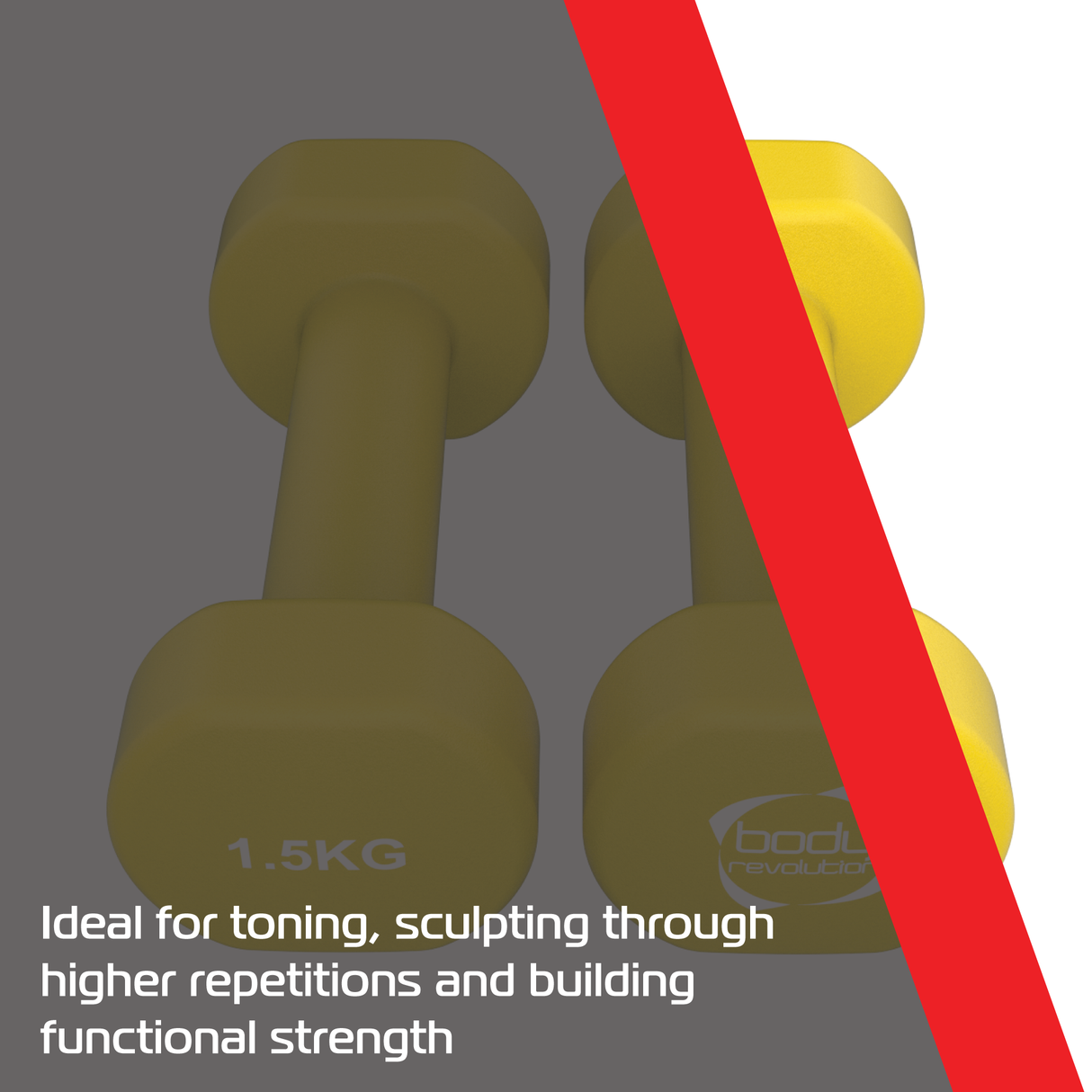 2x Mancuernas de neopreno de 1,5 kg