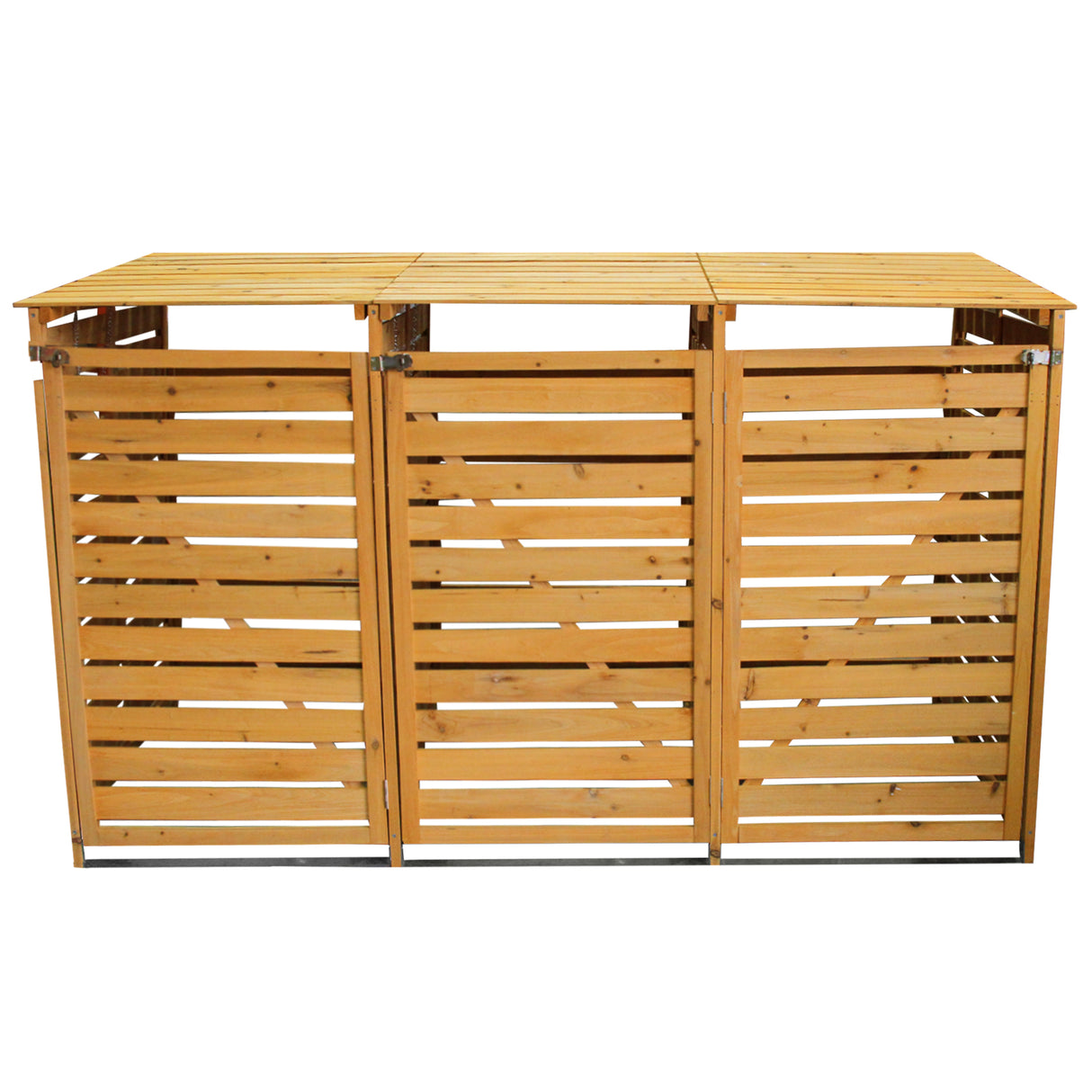 Triple Cobertizo de Madera para Contenedores de Basura