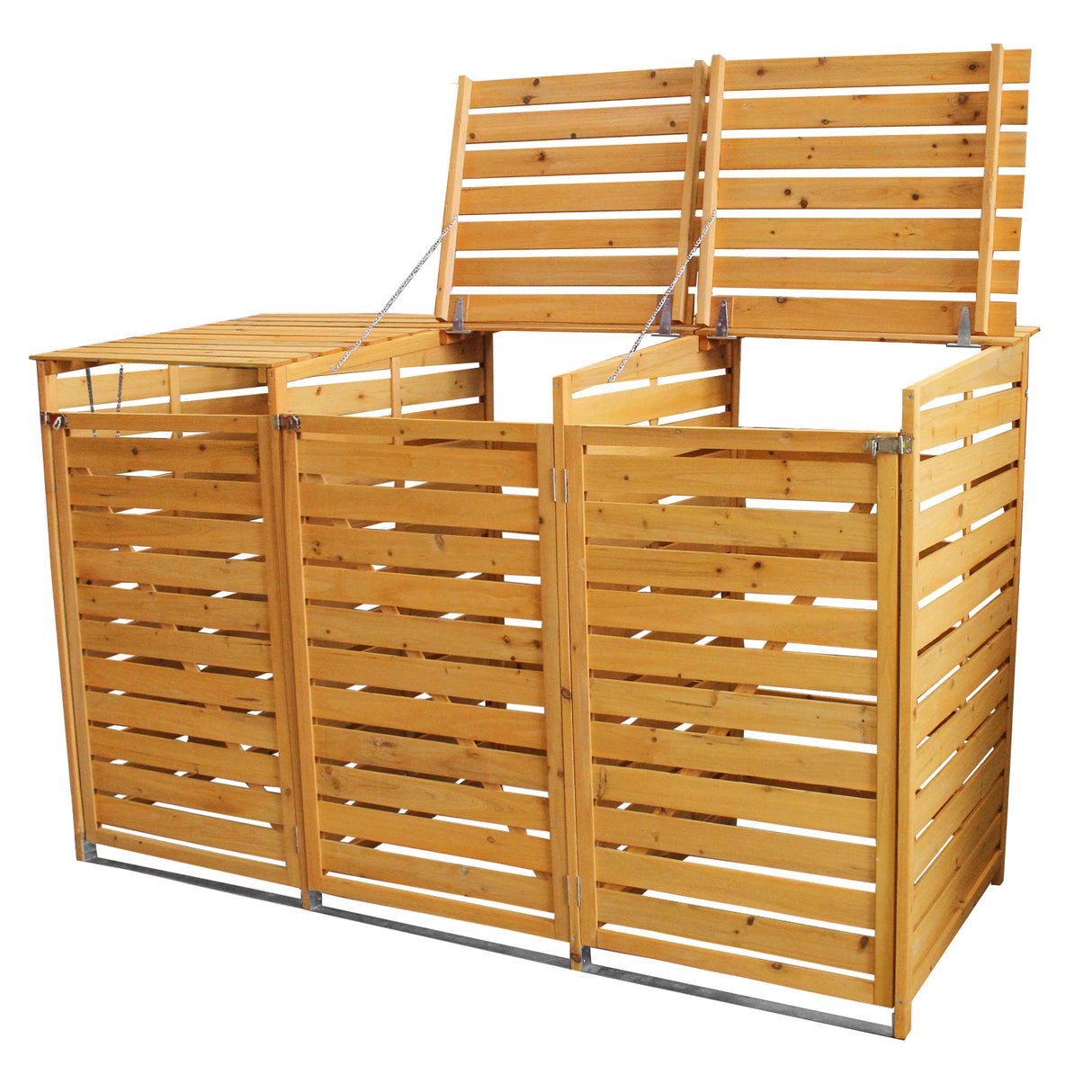 Triple Cobertizo de Madera para Contenedores de Basura