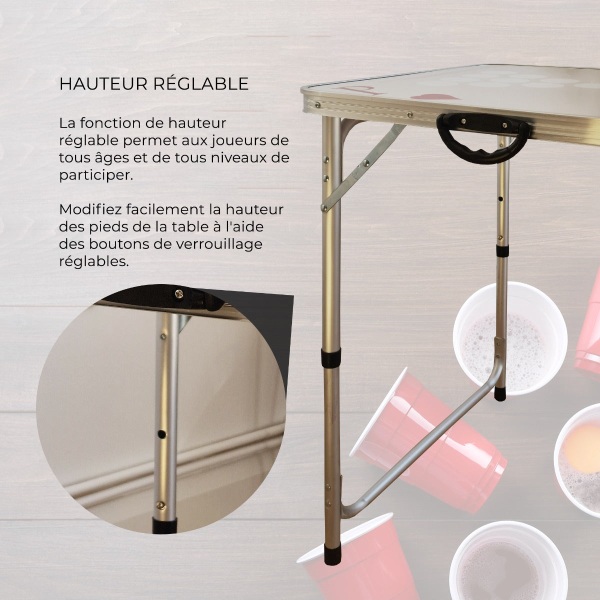 Mesa de Beer Pong Plegable de 2,4m