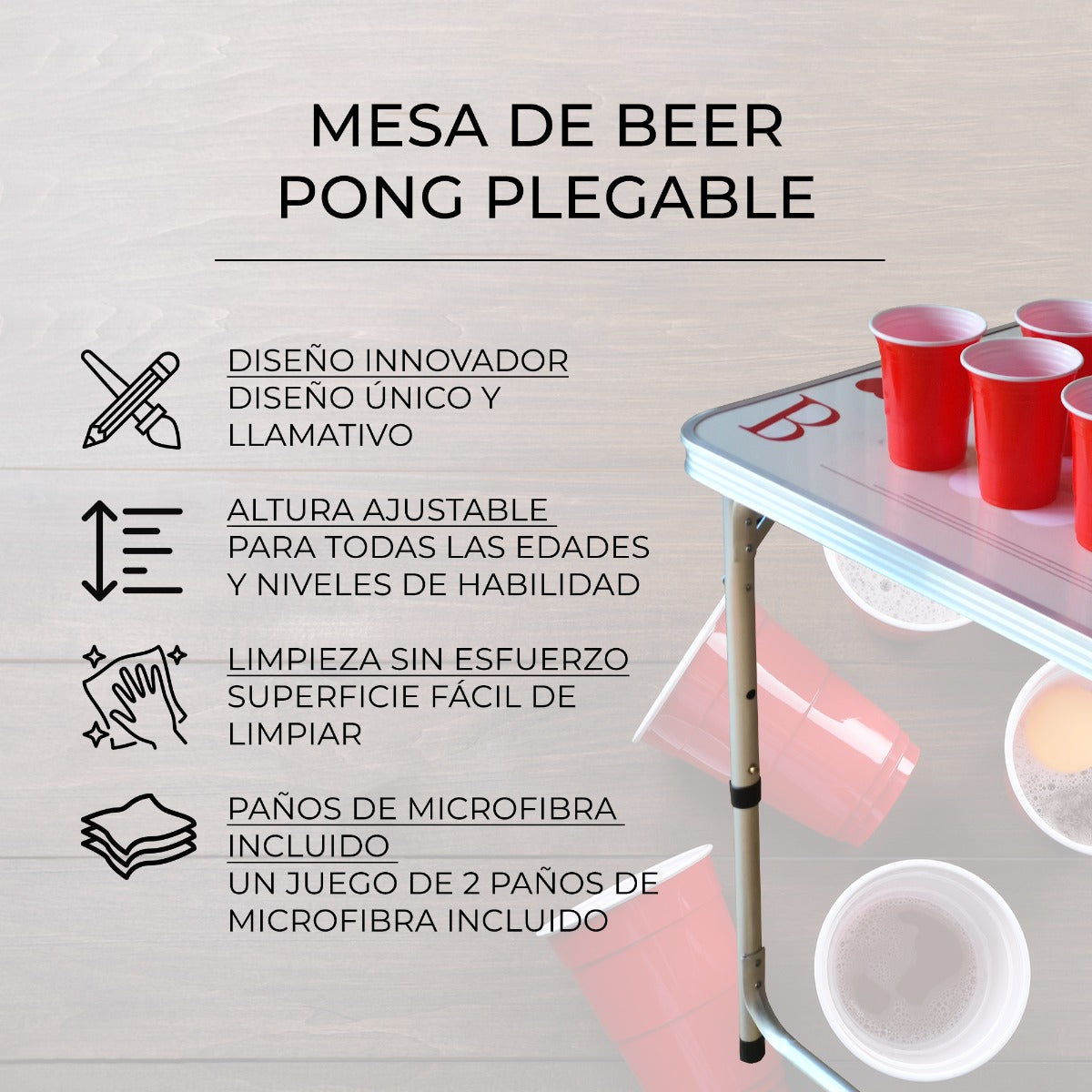 Mesa de Beer Pong Plegable de 2,4m