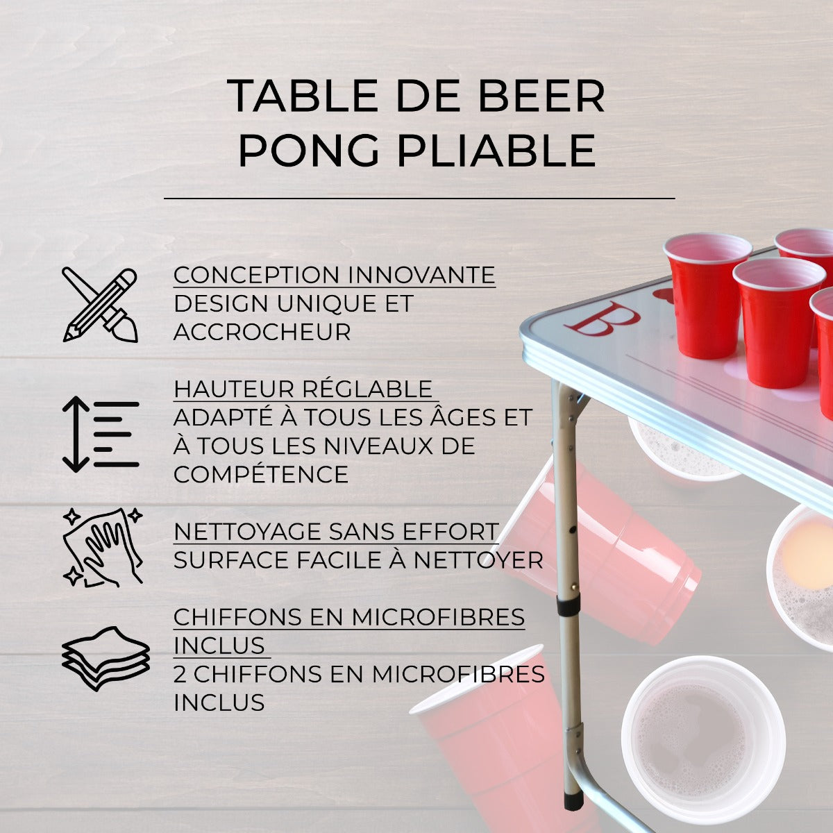 Mesa de Beer Pong Plegable de 2,4m