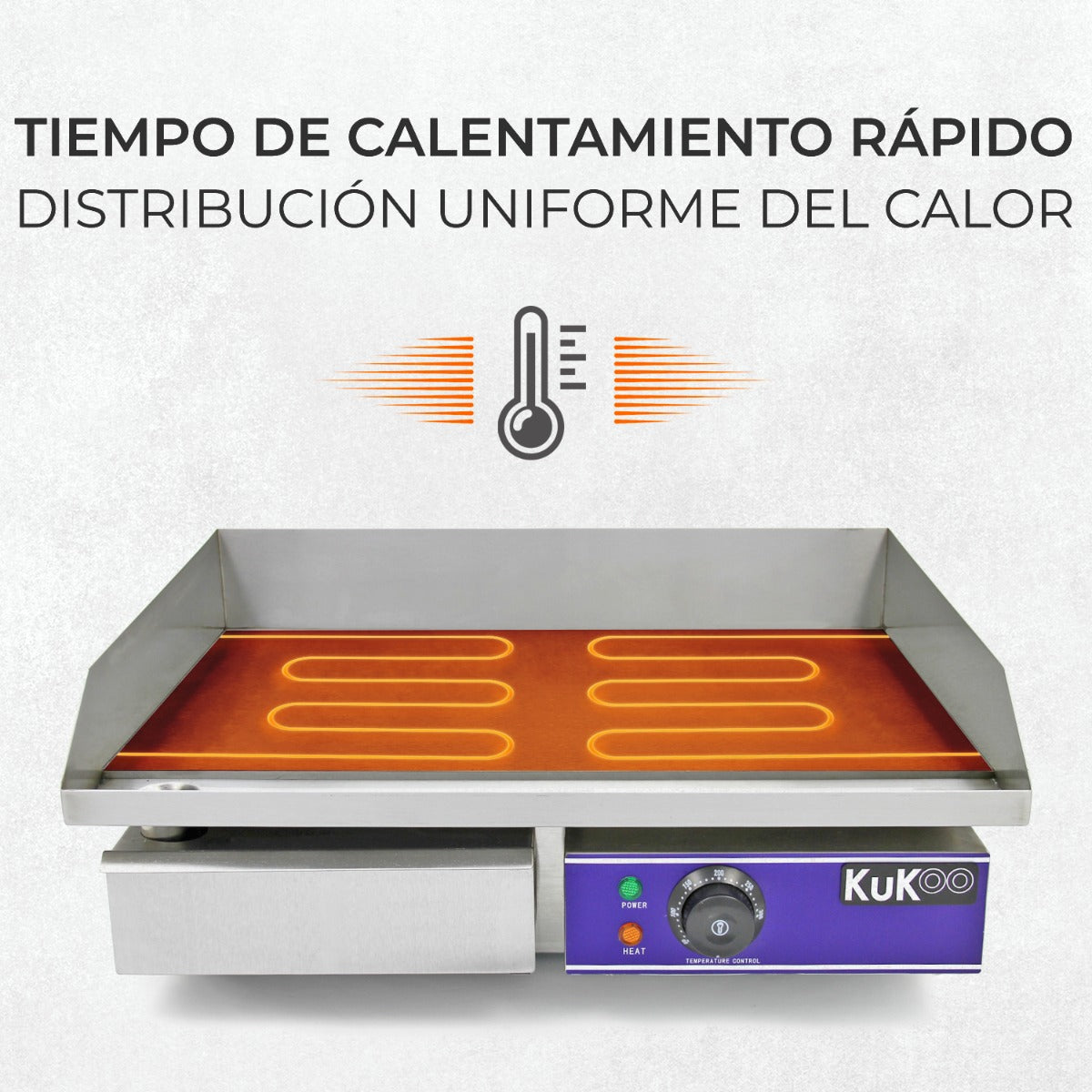 Plancha Eléctrica de Cocina Kukoo 50cm de Acero Inoxidable