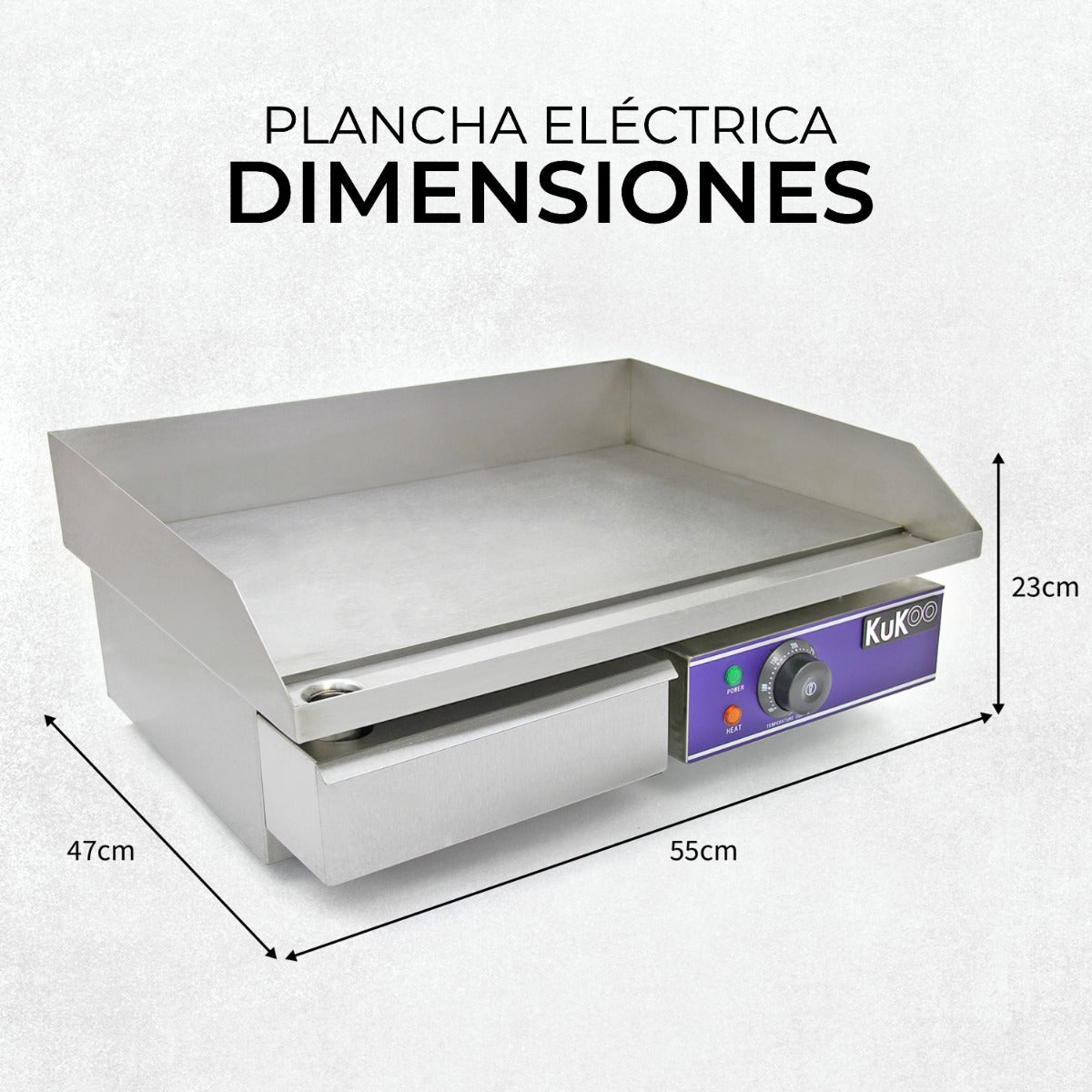Plancha Eléctrica de Cocina Kukoo 50cm de Acero Inoxidable