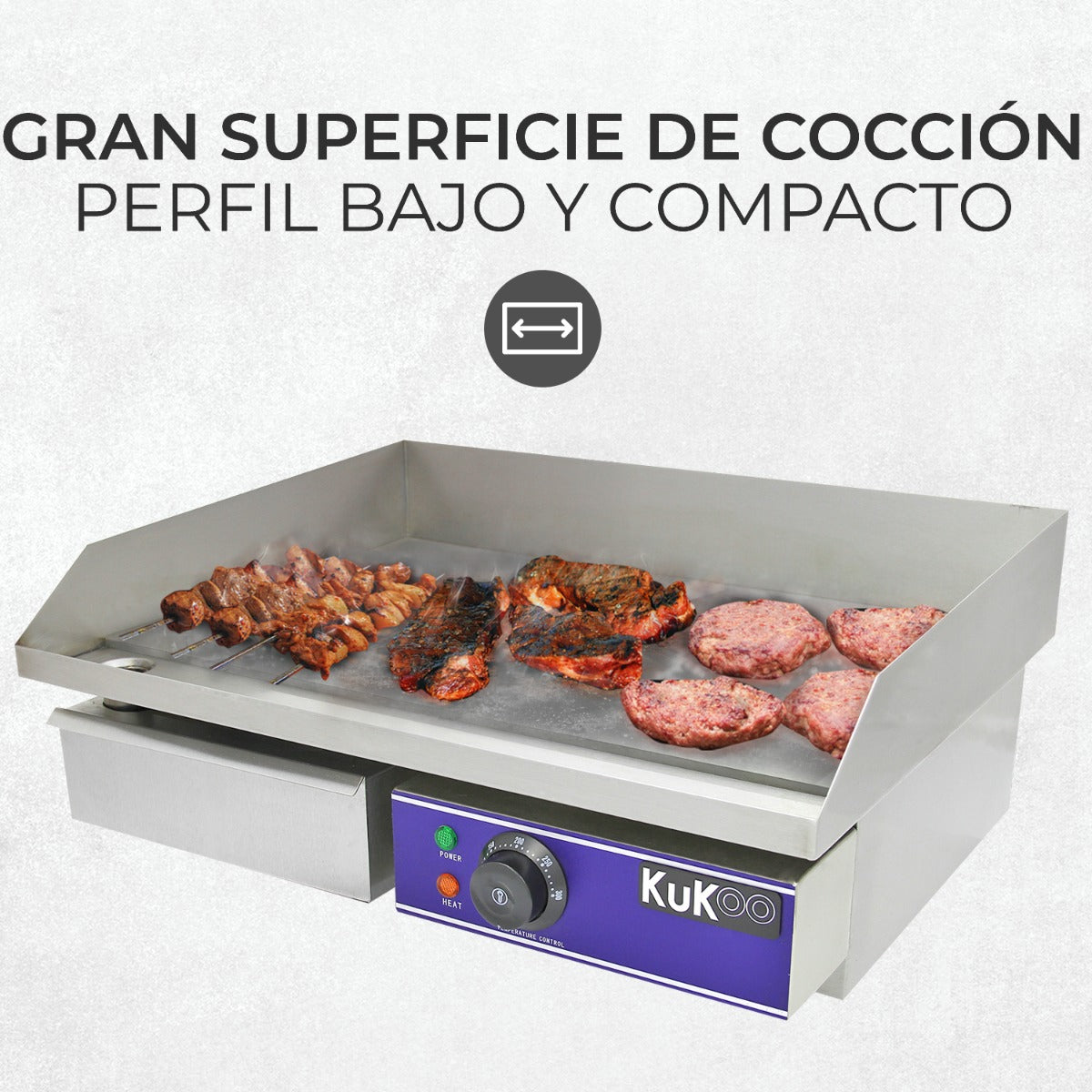 Plancha Eléctrica de Cocina Kukoo 50cm de Acero Inoxidable