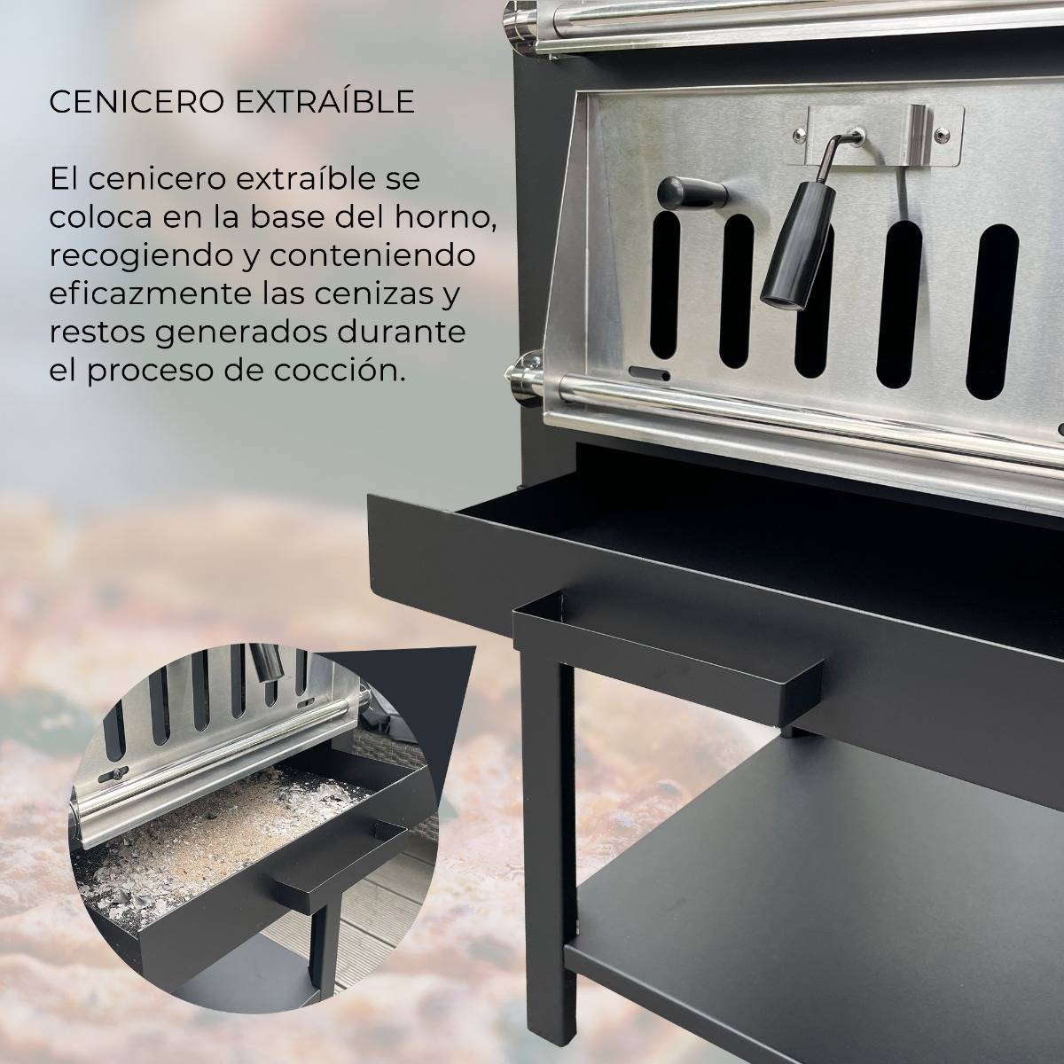 Horno de Acero Multifunción para Pizza con Pala y Cubierta Impermeable