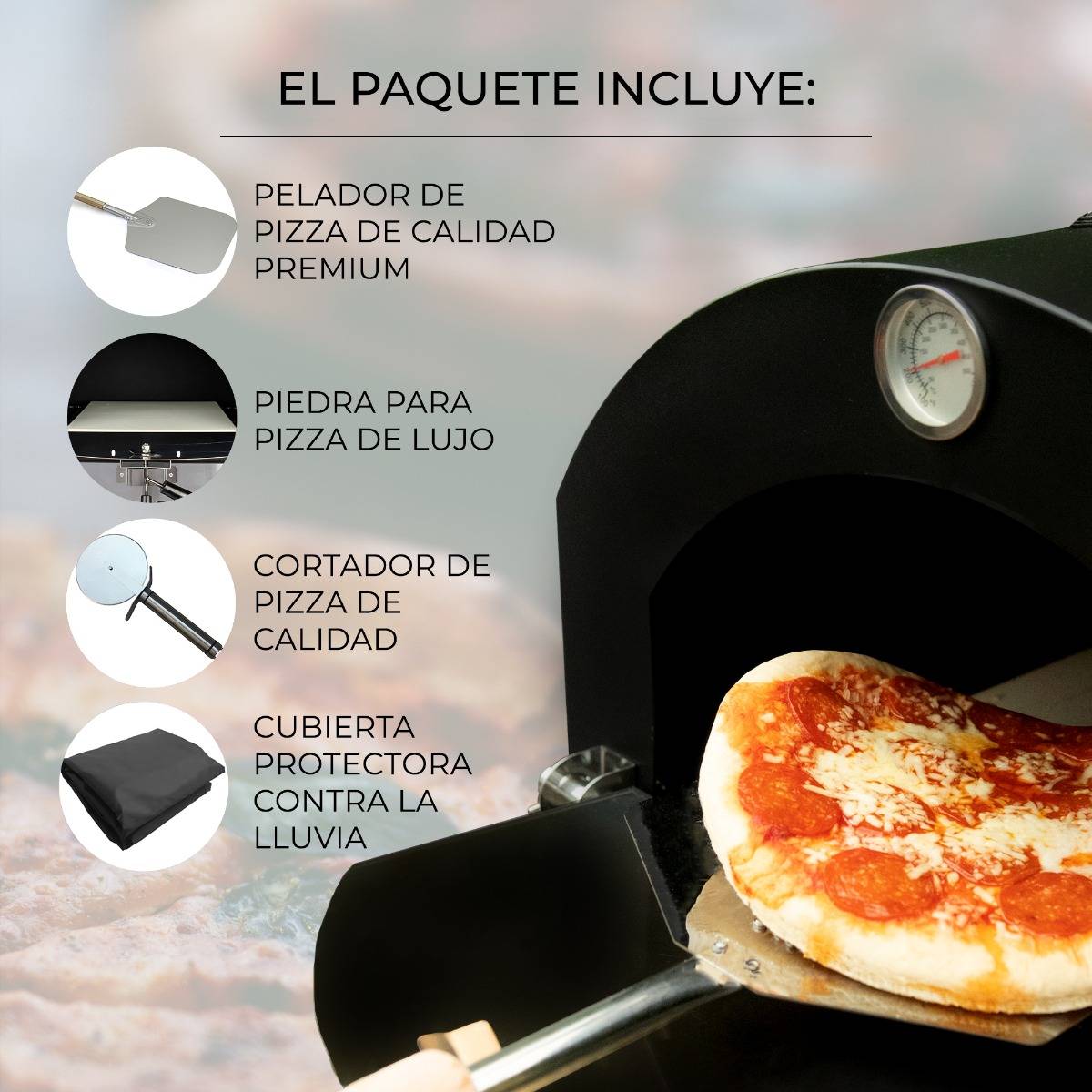 Horno de Acero Multifunción para Pizza con Pala y Cubierta Impermeable
