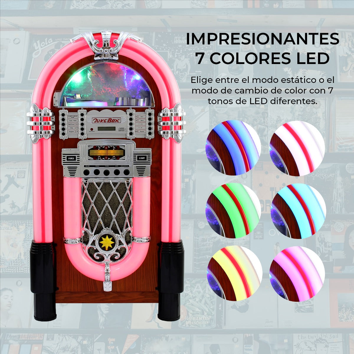 Tocadiscos Retro para CD y USB con Radio