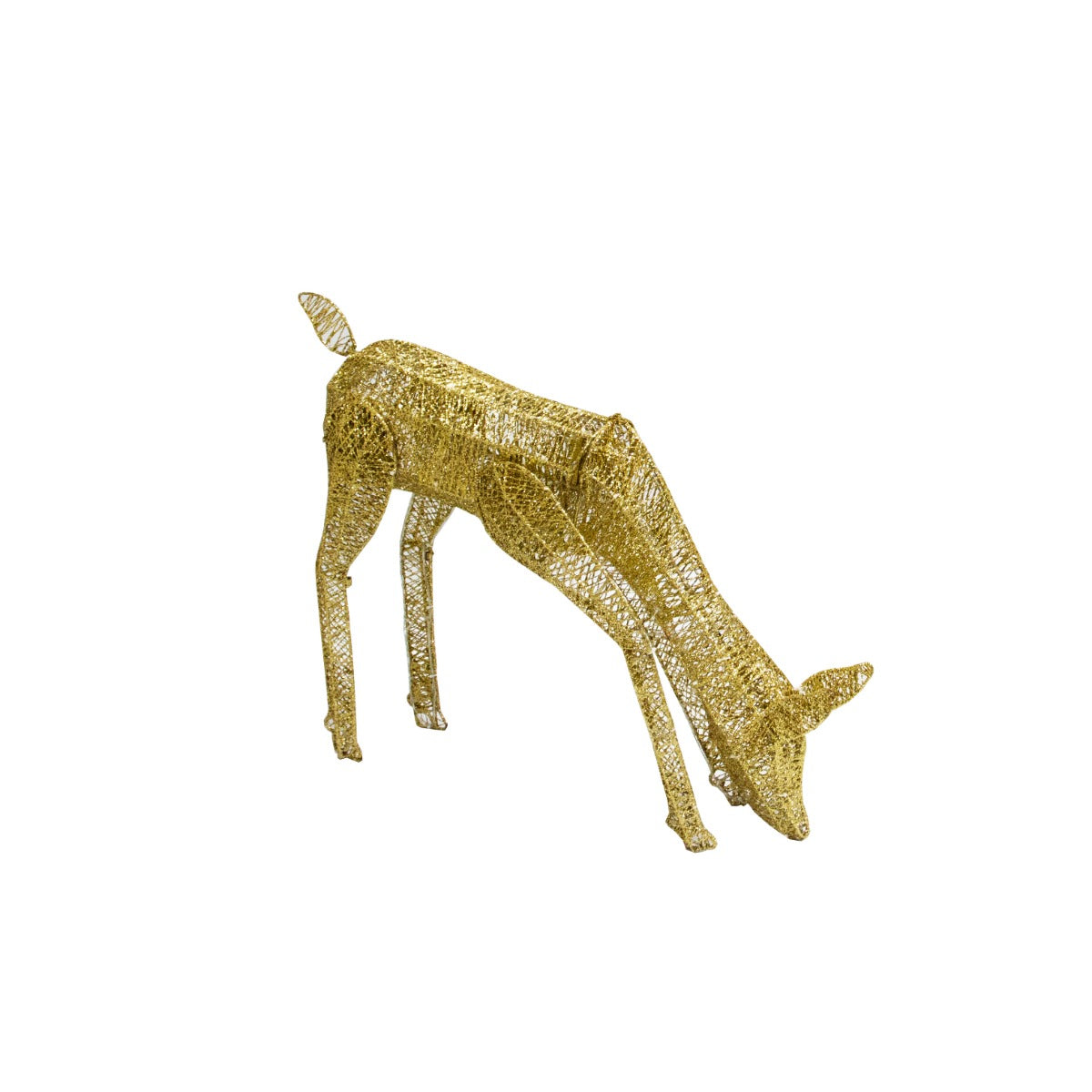 Reno Iluminado 1,2m y Cierva Iluminada 0,61m Dorados + Luces LED Blancas