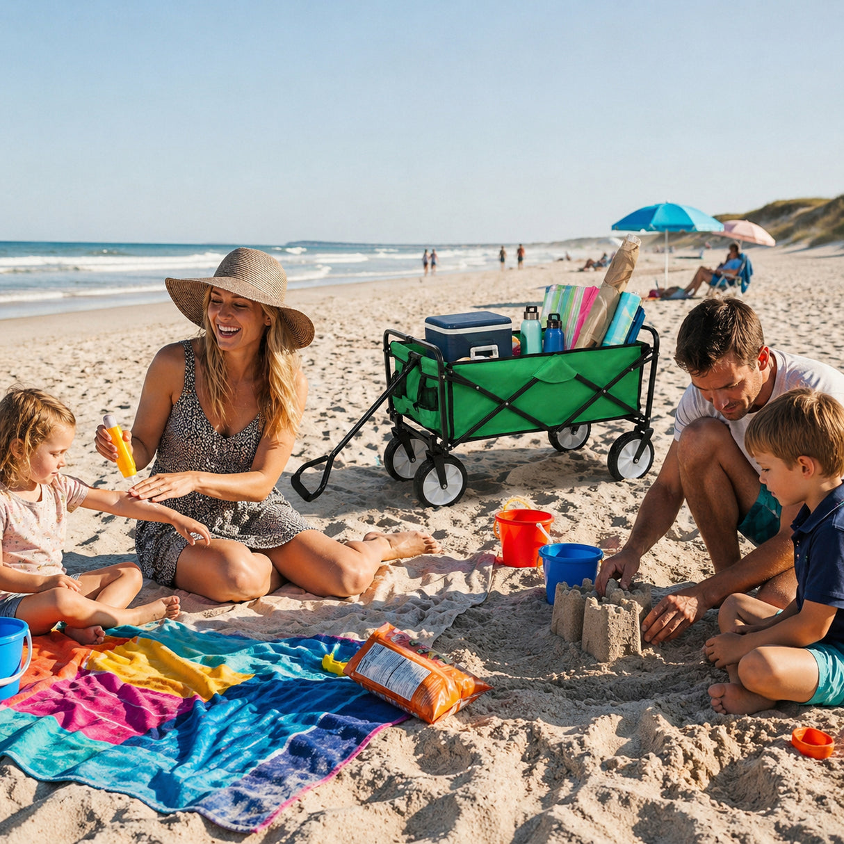 Carrito Plegable Todoterreno para Playa y Festivales Verde