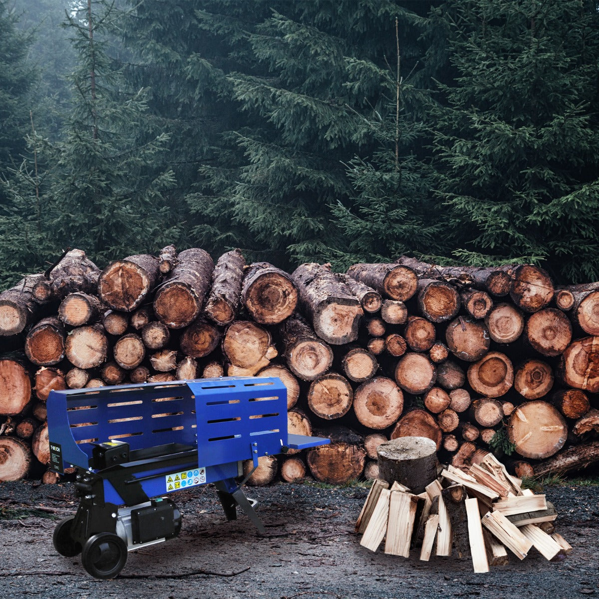 Cortadora de Troncos de 5T para Madera 3L Motor Eléctrico Hidráulico de 2000W