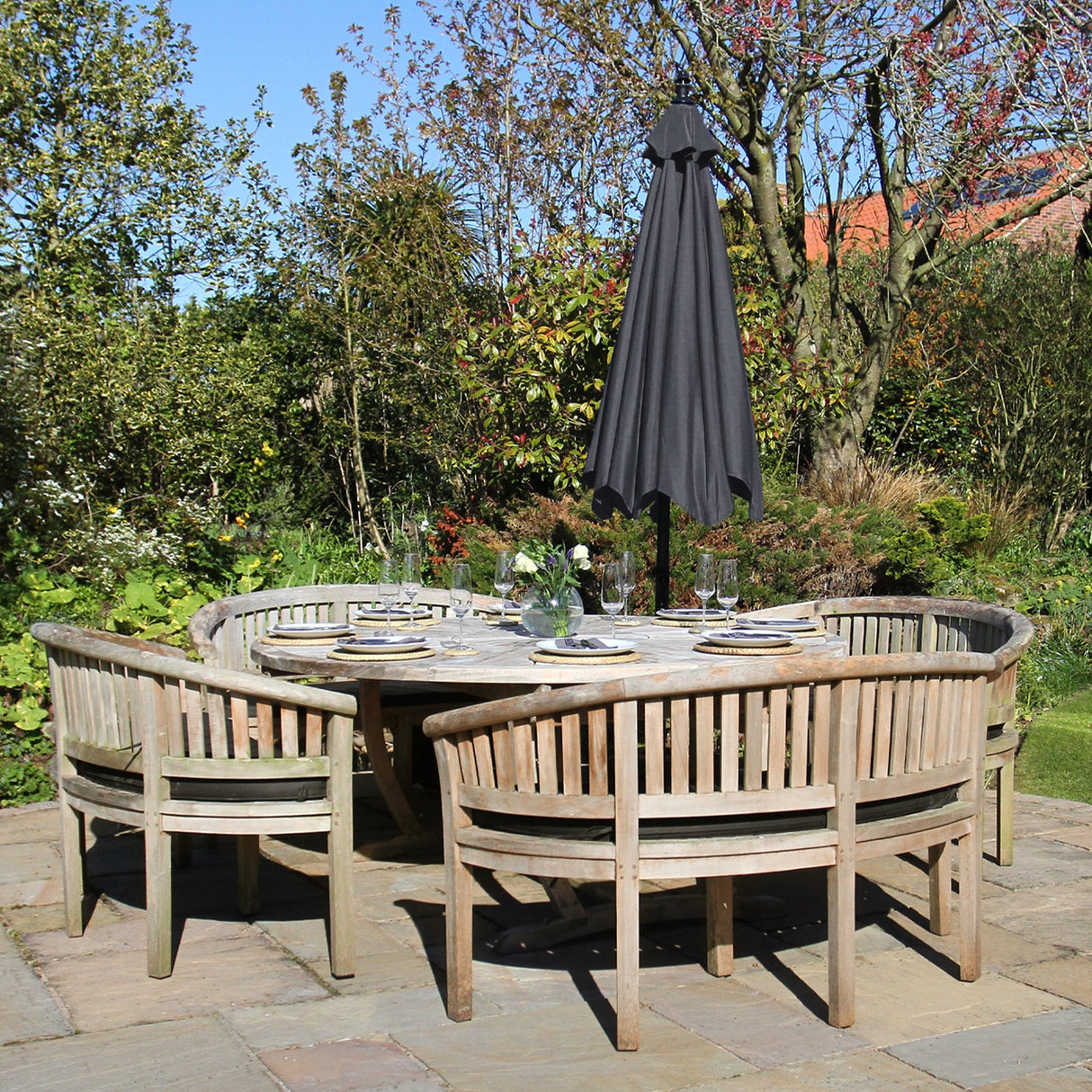 Sombrilla Voladiza Gris 3 m Inclinable con Base tipo Ventilador y Funda Gratis