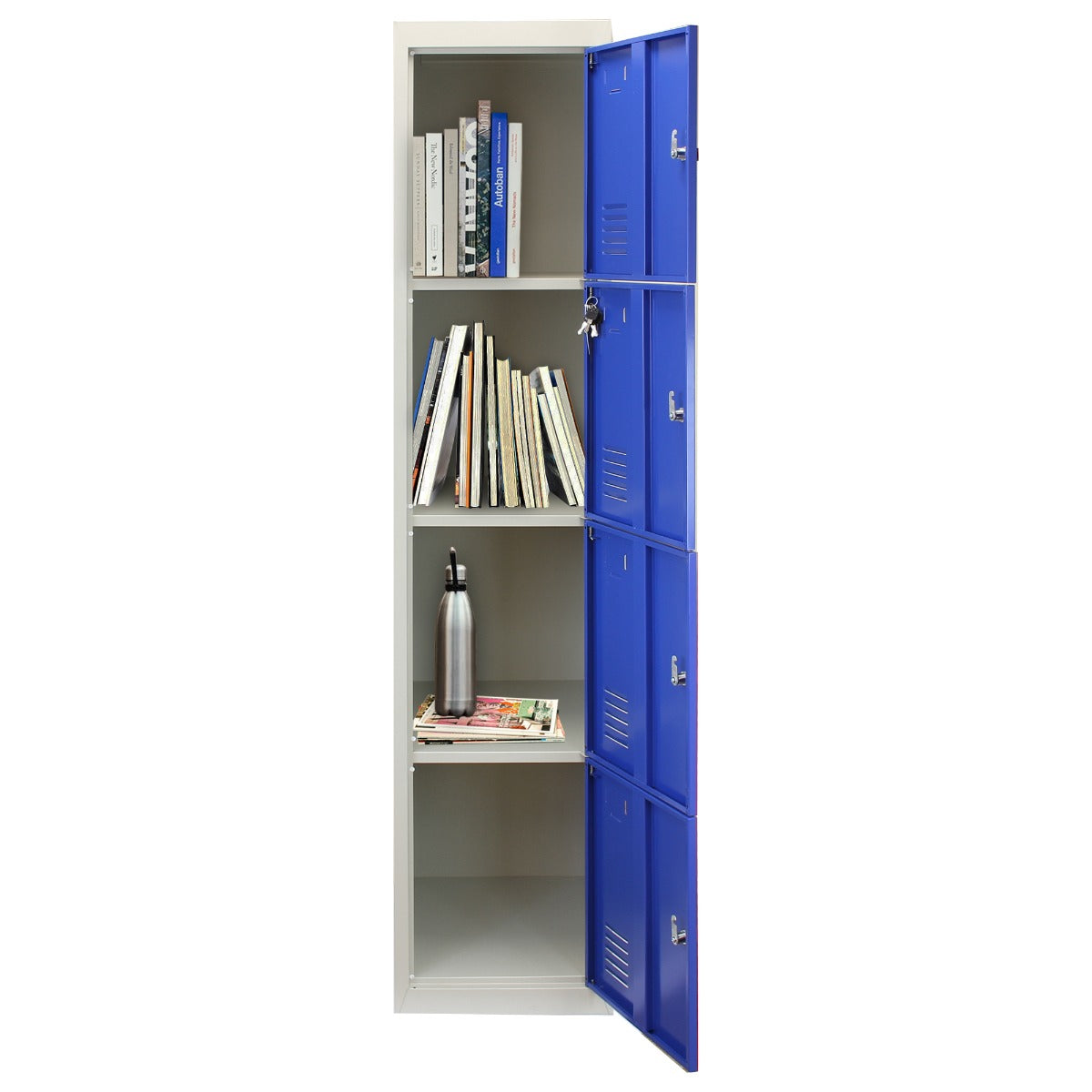 Taquilla para Ensamblar con 4 Puertas Azules de Acero