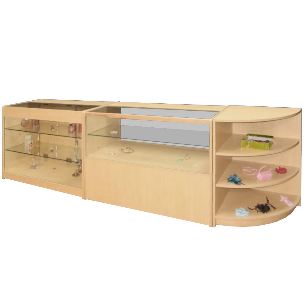 Mostrador de tienda y expositor de arce Júpiter