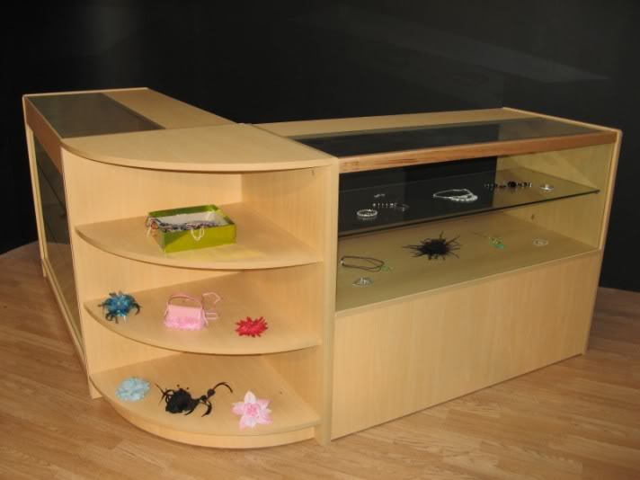 Mostrador de tienda y expositor de arce Júpiter