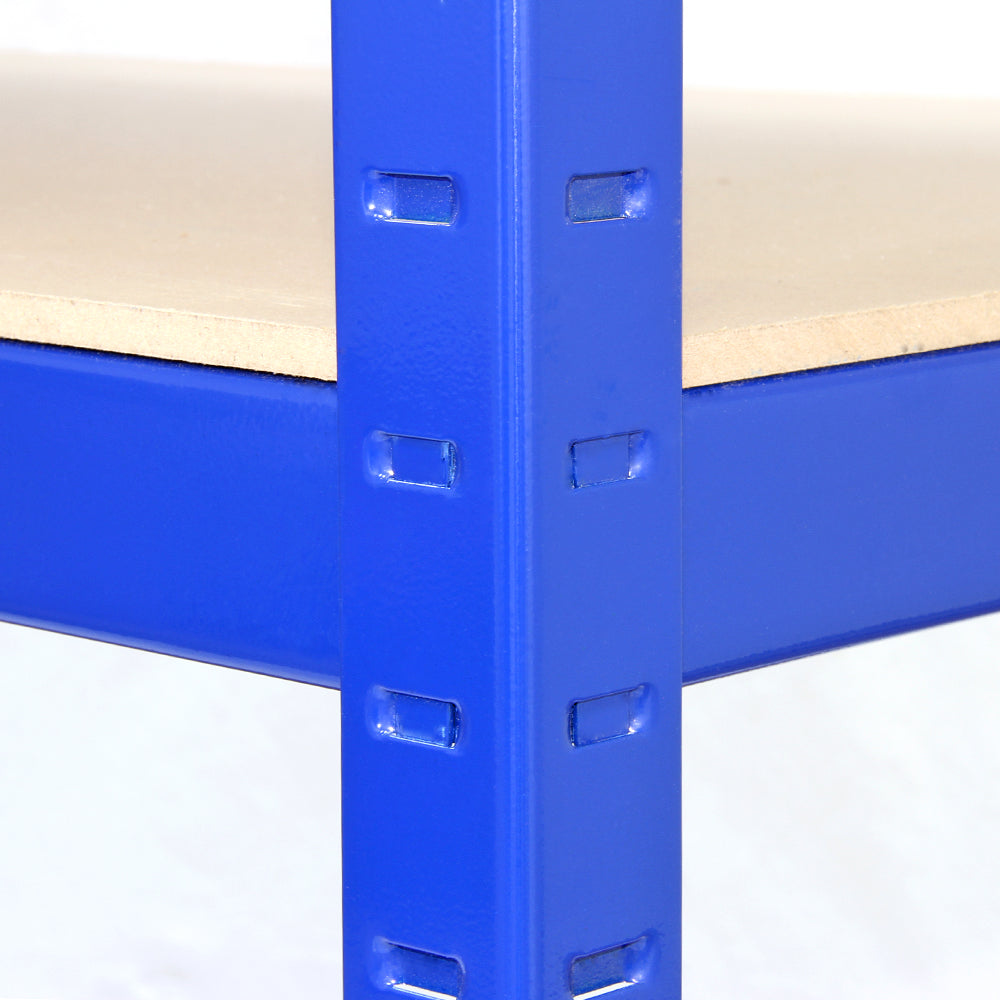 9 Estanterías T-Rax de Acero Sin Tornillos Azules 120cm de Ancho y Mazo de Goma