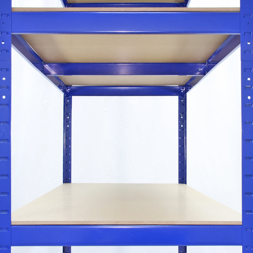 9 Estanterías T-Rax de Acero Sin Tornillos Azules 120cm de Ancho y Mazo de Goma