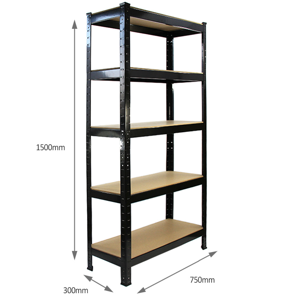 Monster Racking- Estanterías Resistentes T-Rax, Negro, 75cm Ancho x 30cm Fondo, Conjunto de 6