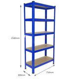 Monster Racking 2 Estanterías T-Rax de Acero Sin Tornillos Azules 75cm x 30cm x 150cm