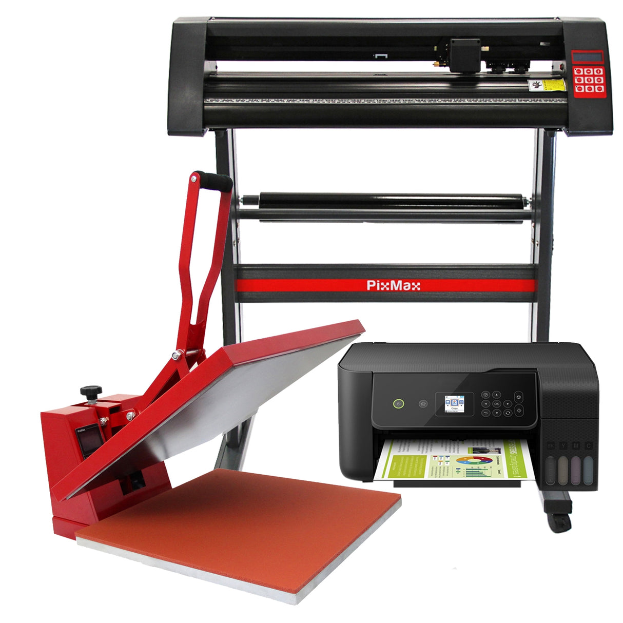 Kit Plotter de Corte de Vinilo SignCut Pro, Prensa Térmica de 50cm e Impresora