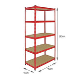 3 Estanterías Z-Rax De Acero Rojas 90cm x 45cm x 183cm