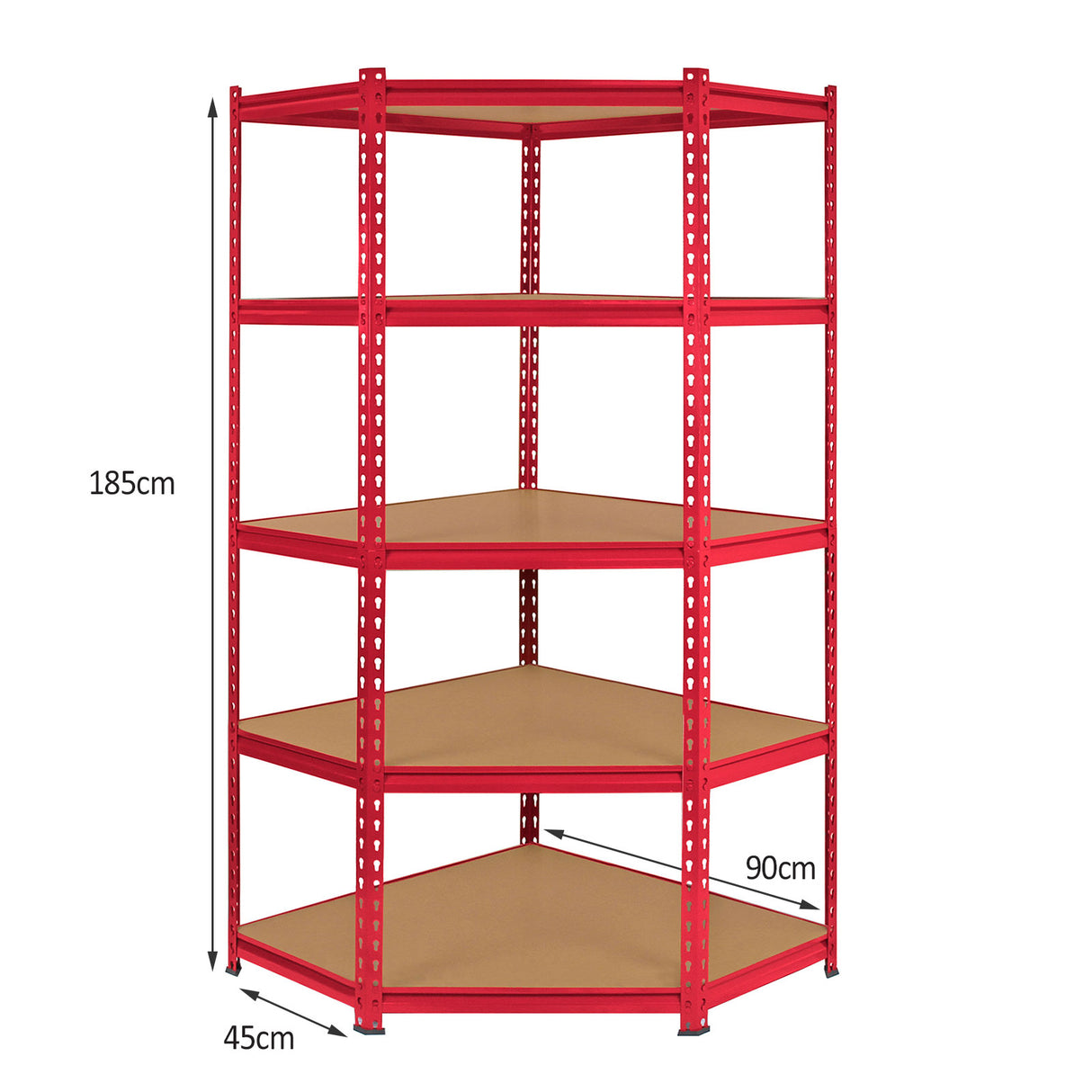 Set de Estantería Esquinera y 4 Estanterías Z-Rax de Acero Sin Tornillos Rojas