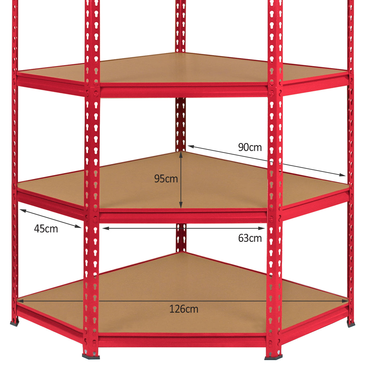 Set de Estantería Esquinera y 4 Estanterías Z-Rax de Acero Sin Tornillos Rojas