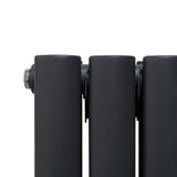 Radiador de Columna Ovalada con Espejo y Válvulas - 1800 mm x 380 mm - Gris Antracita