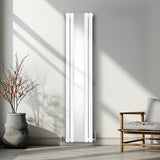 Radiador de Columna Ovalada con Espejo y Válvulas - 1800 mm x 380 mm - Blanco