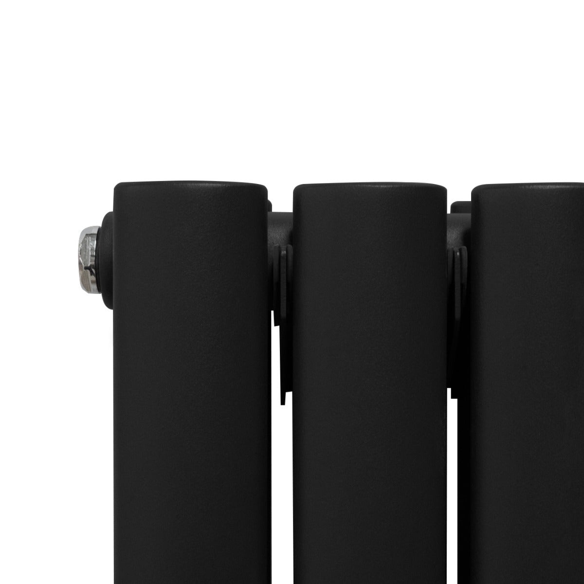 Radiador de Columna Ovalada con Espejo y Válvulas - 1800 mm x 380 mm - Negro