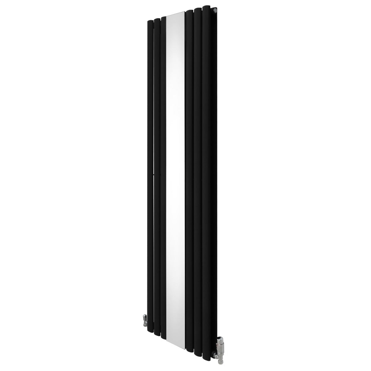 Radiador de Columna Ovalada con Espejo y Válvulas - 1800 mm x 500 mm - Negro