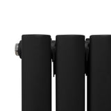 Radiador de Columna Ovalada con Espejo y Válvulas - 1800 mm x 500 mm - Negro