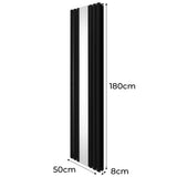 Radiador de Columna Ovalada con Espejo y Válvulas - 1800 mm x 500 mm - Negro