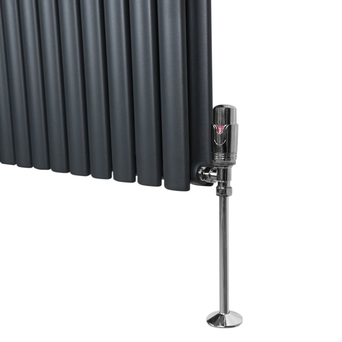 Radiador De Columna Ovalada - 600mm x 780mm - Gris Antracita & Válvulas Cromadas TRV