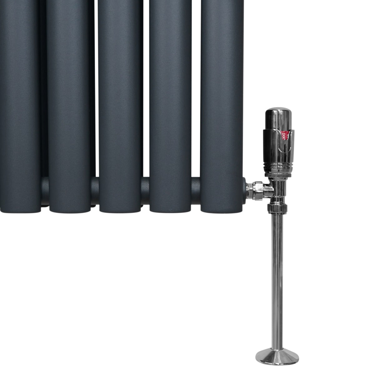 Radiador De Columna Ovalada - 600mm x 780mm - Gris Antracita & Válvulas Cromadas TRV
