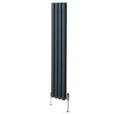 Radiador De Columna Ovalada Vertical Gris Antracita 160cm x 24cm & Válvulas Cromadas TRV