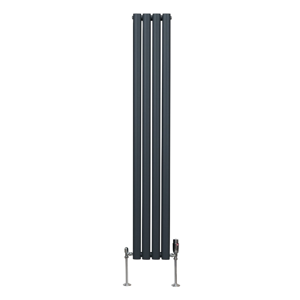 Radiador De Columna Ovalada Vertical Gris Antracita 160cm x 24cm & Válvulas Cromadas TRV