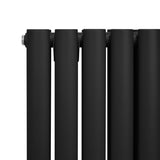 Radiador De Columna Ovalada - 1600mm x 240mm - Negro & Válvulas Cromadas TRV