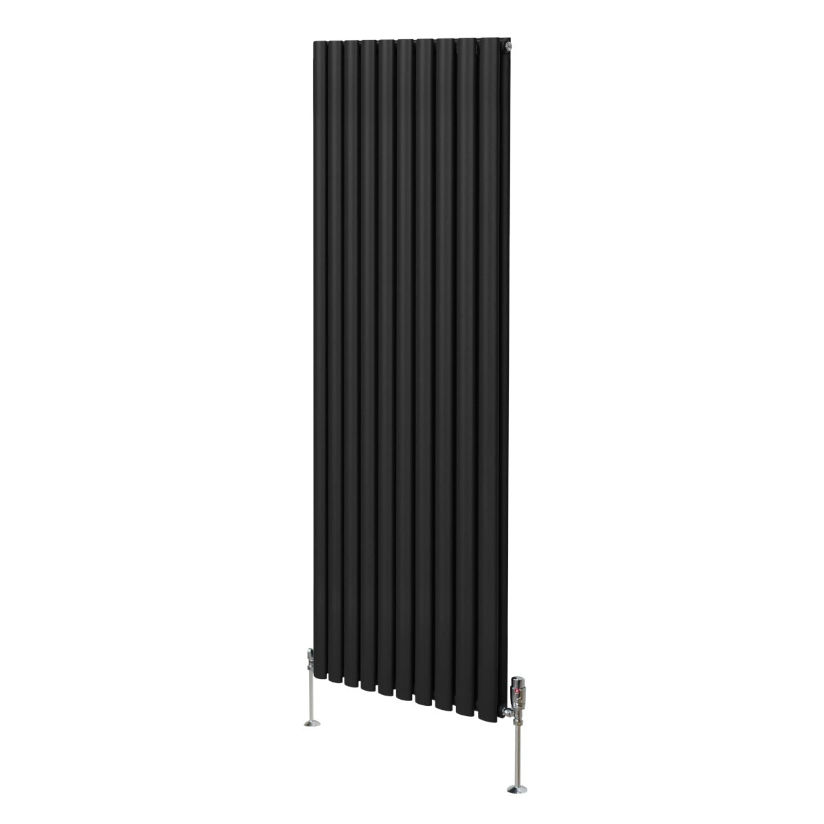 Radiador De Columna Ovalada - 1800mm x 600mm - Negro& Válvulas Cromadas TRV