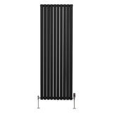 Radiador De Columna Ovalada - 1800mm x 600mm - Negro& Válvulas Cromadas TRV