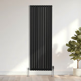 Radiador De Columna Ovalada - 1800mm x 600mm - Negro& Válvulas Cromadas TRV