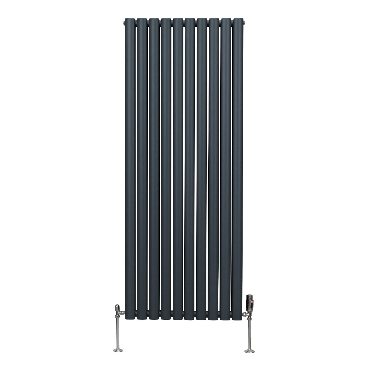 Radiador De Columna Ovalada - 1600mm x 600mm - Gris Antracita & Válvulas Cromadas TRV