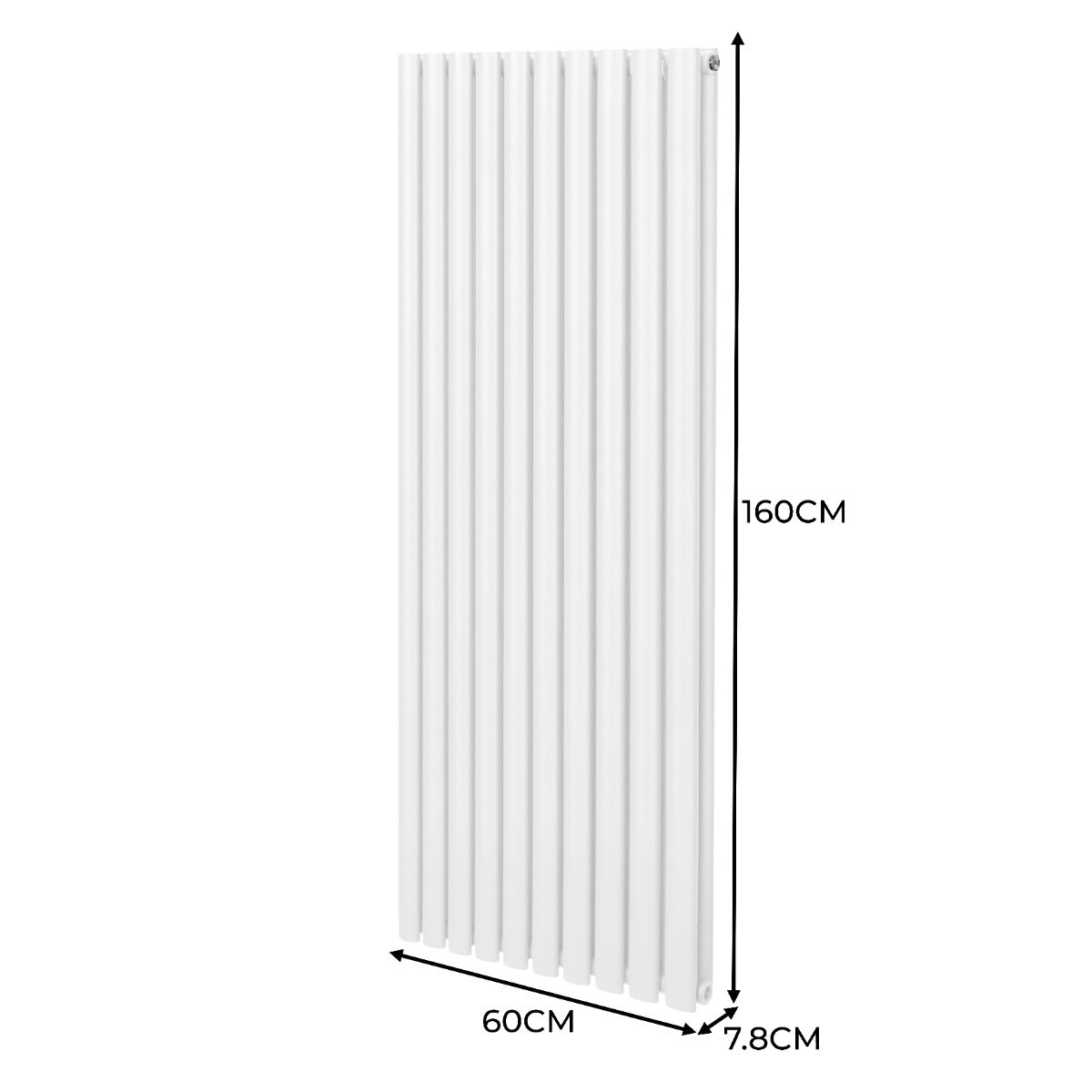 Radiador De Columna Ovalada - 1600mm x 600mm - Blanco & Válvulas Cromadas TRV