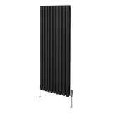 Radiador De Columna Ovalada - 1600mm x 600mm - Negro & Válvulas Cromadas TRV