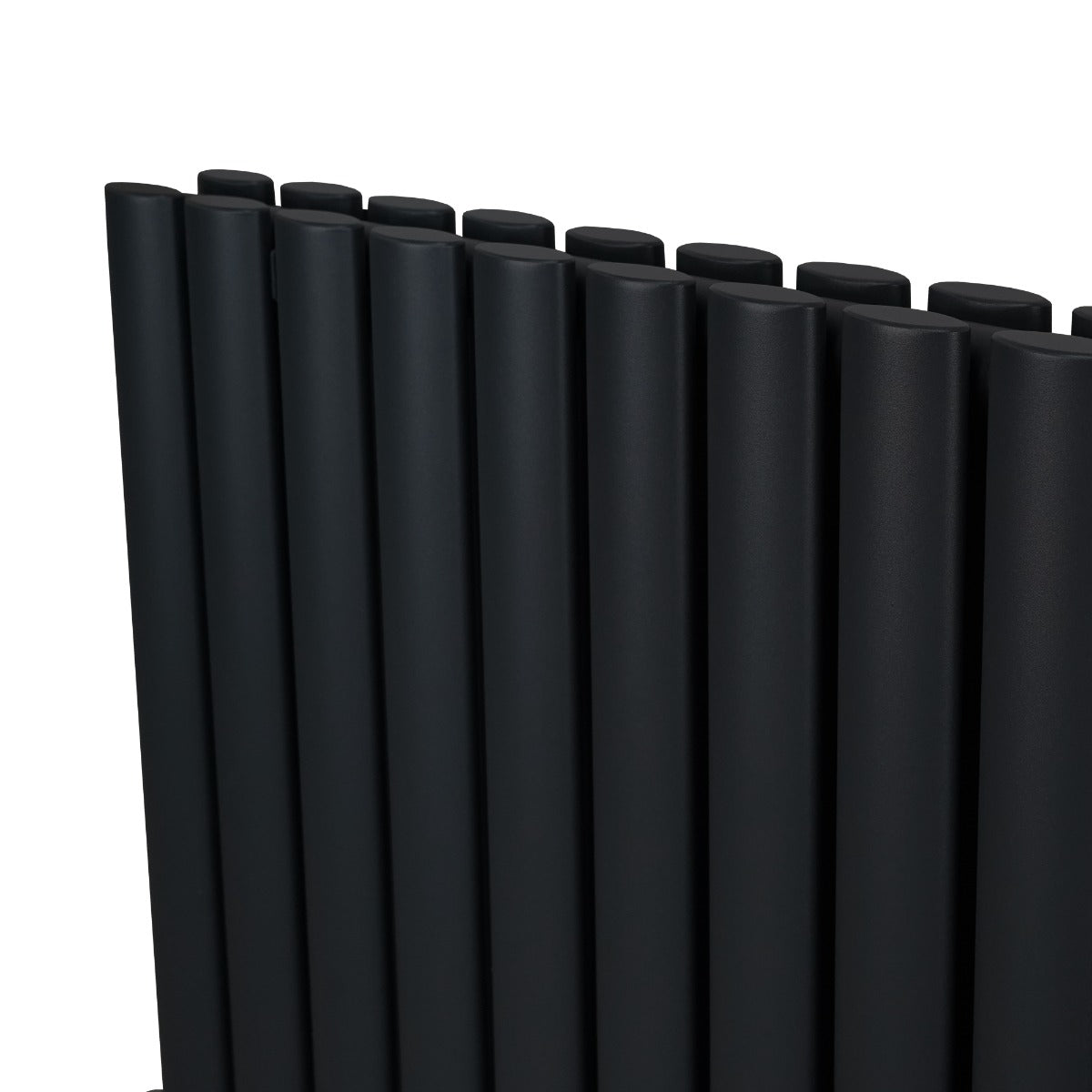 Radiador De Columna Ovalada - 1600mm x 600mm - Negro & Válvulas Cromadas TRV