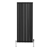 Radiador De Columna Ovalada - 1600mm x 600mm - Negro & Válvulas Cromadas TRV