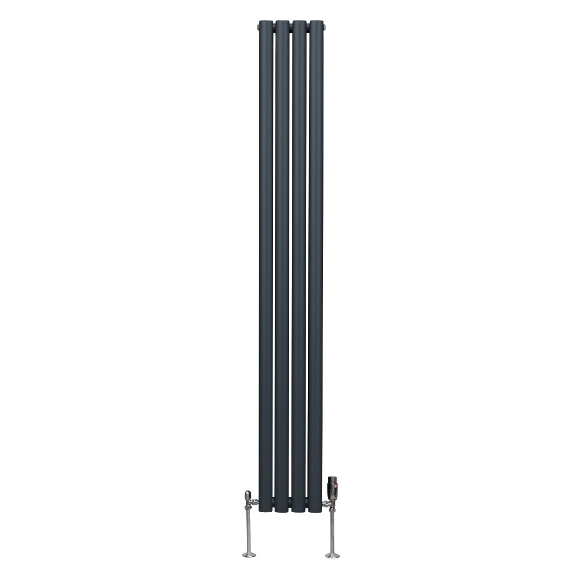 Radiador De Columna Ovalada - 1800mm x 240mm - Gris Antracita & Válvulas Cromadas TRV